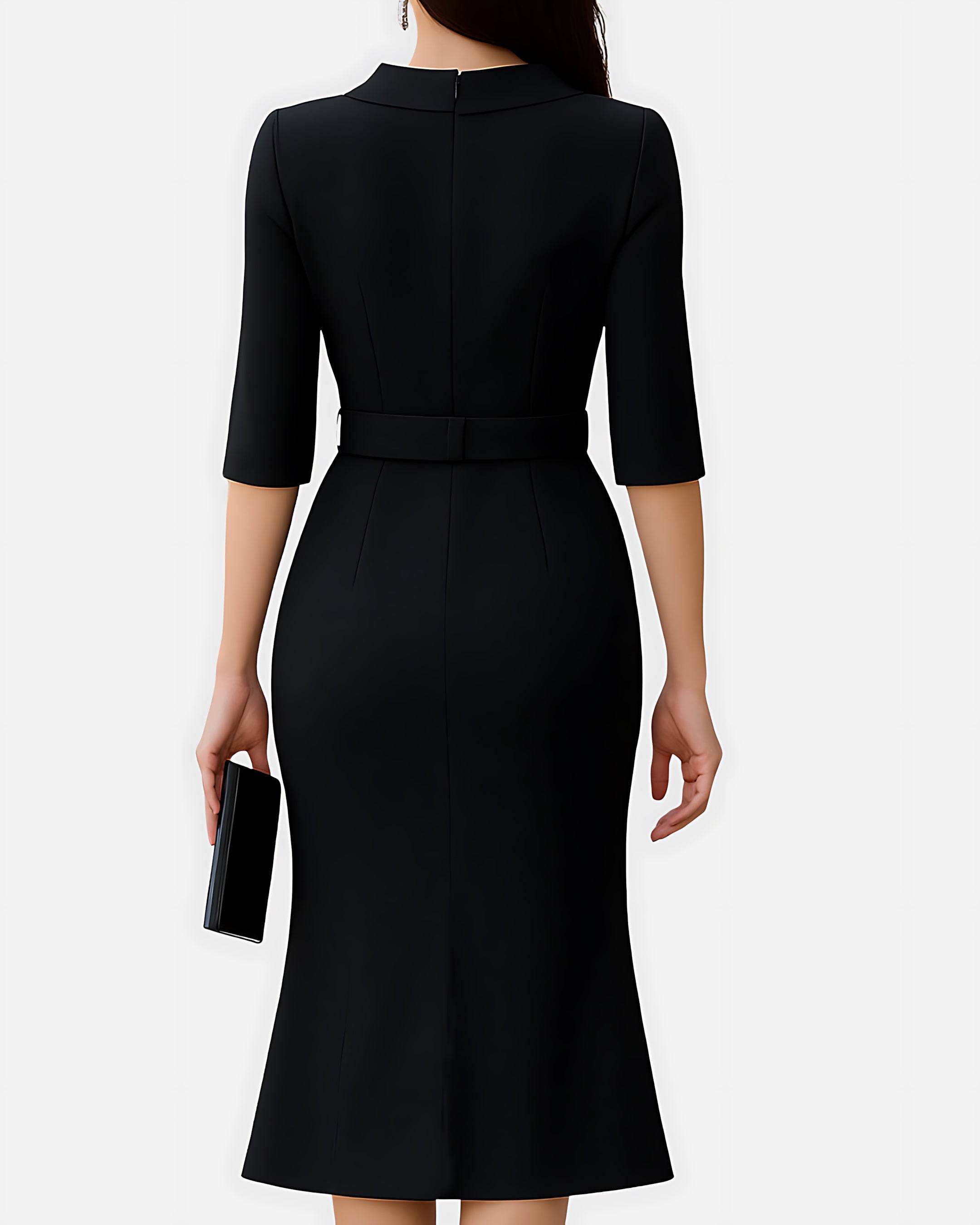 Autumn – Mock Neck Split Sleeve Pencil Midi Dress