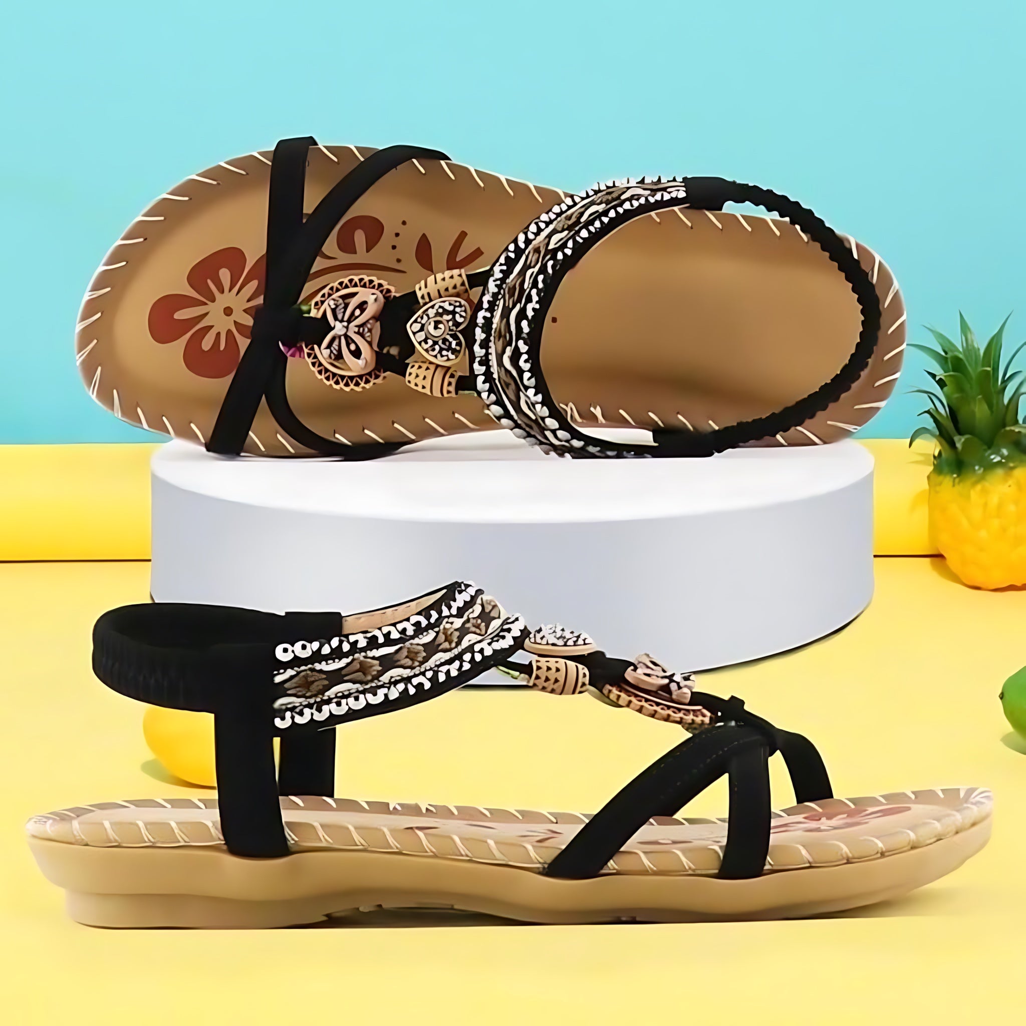 Avery – Beaded Slingback Platform Sandals