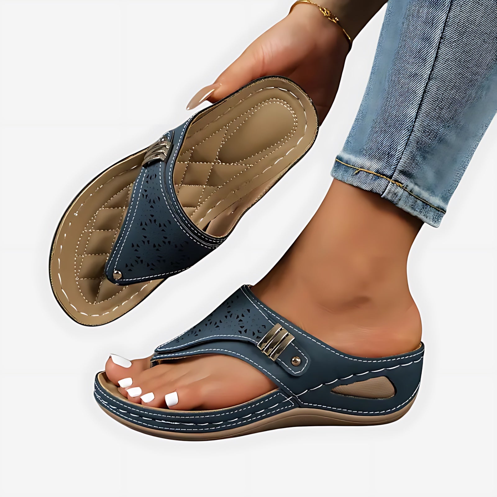 Brooke – Suede Wedge Slide Sandals