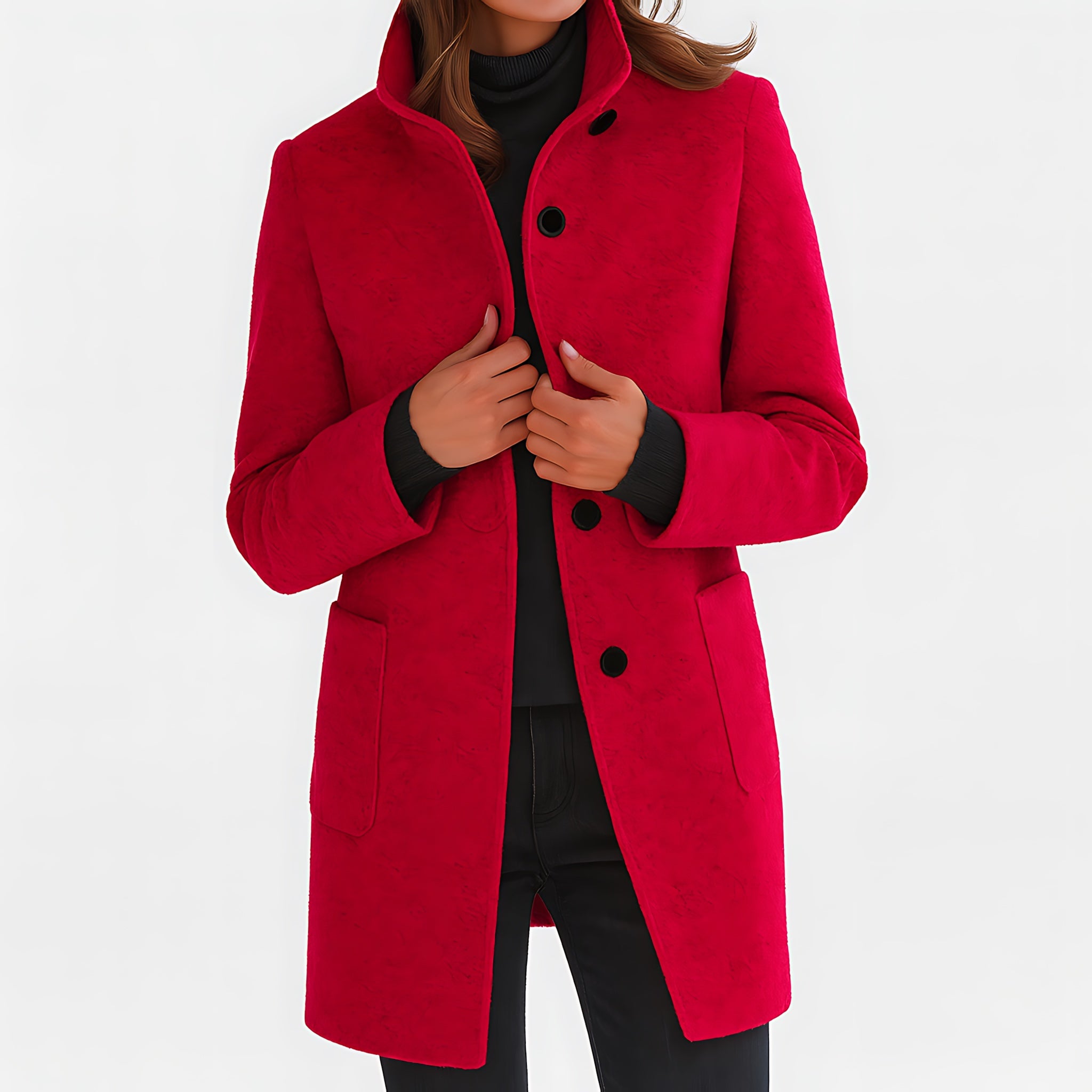 Claire – Single Breasted Mid Length Coat