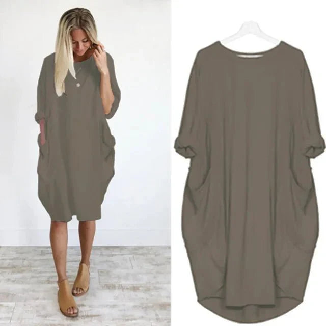 Lily – Oversized V Neck Batwing Midi Dress