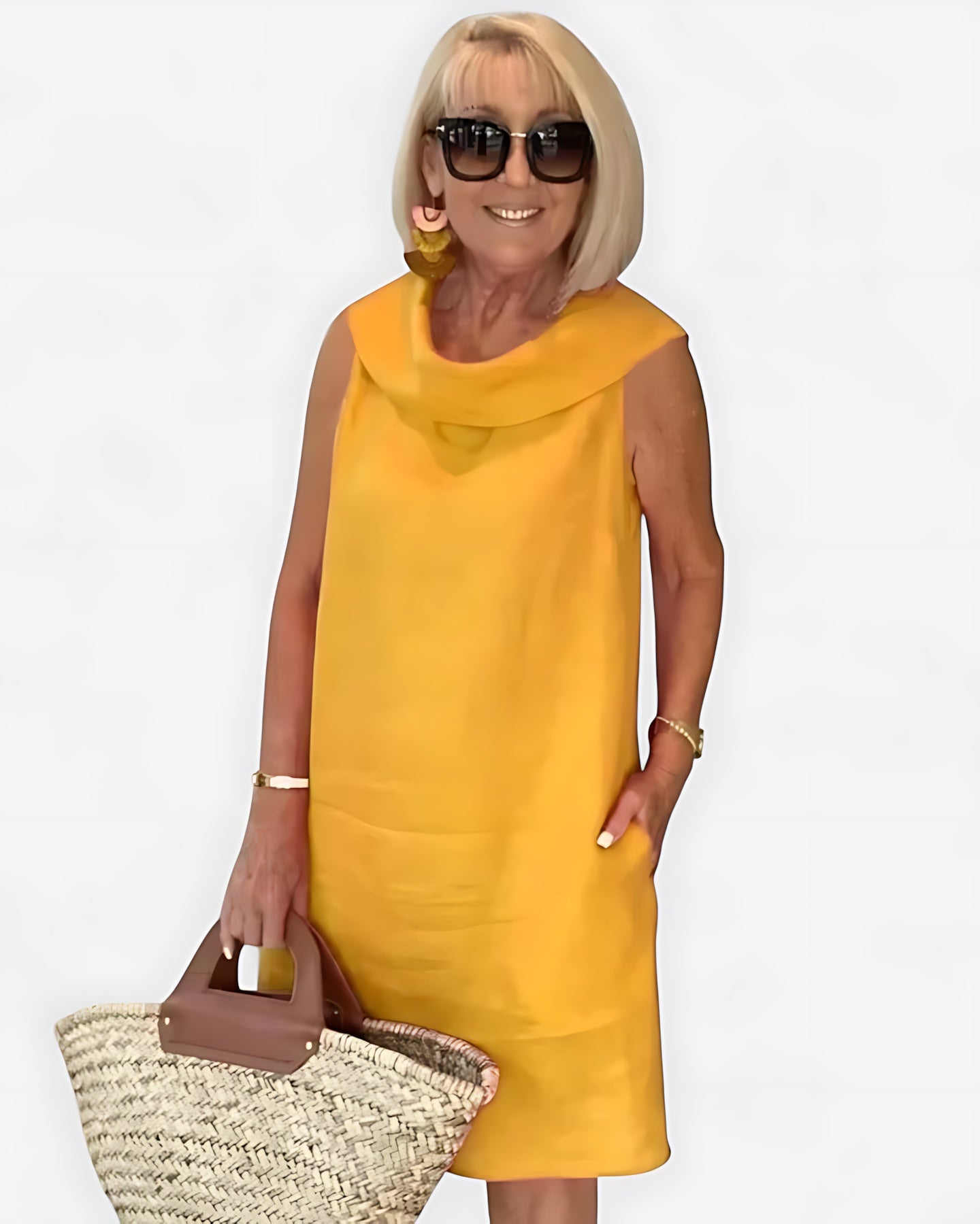 Elise – V Neck Shift Summer Midi Dress