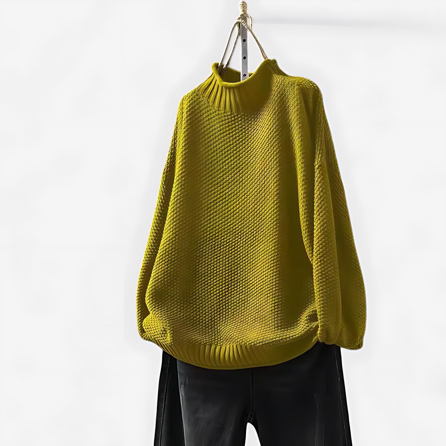 Ellie – Mock Neck Draped Knit Sweater