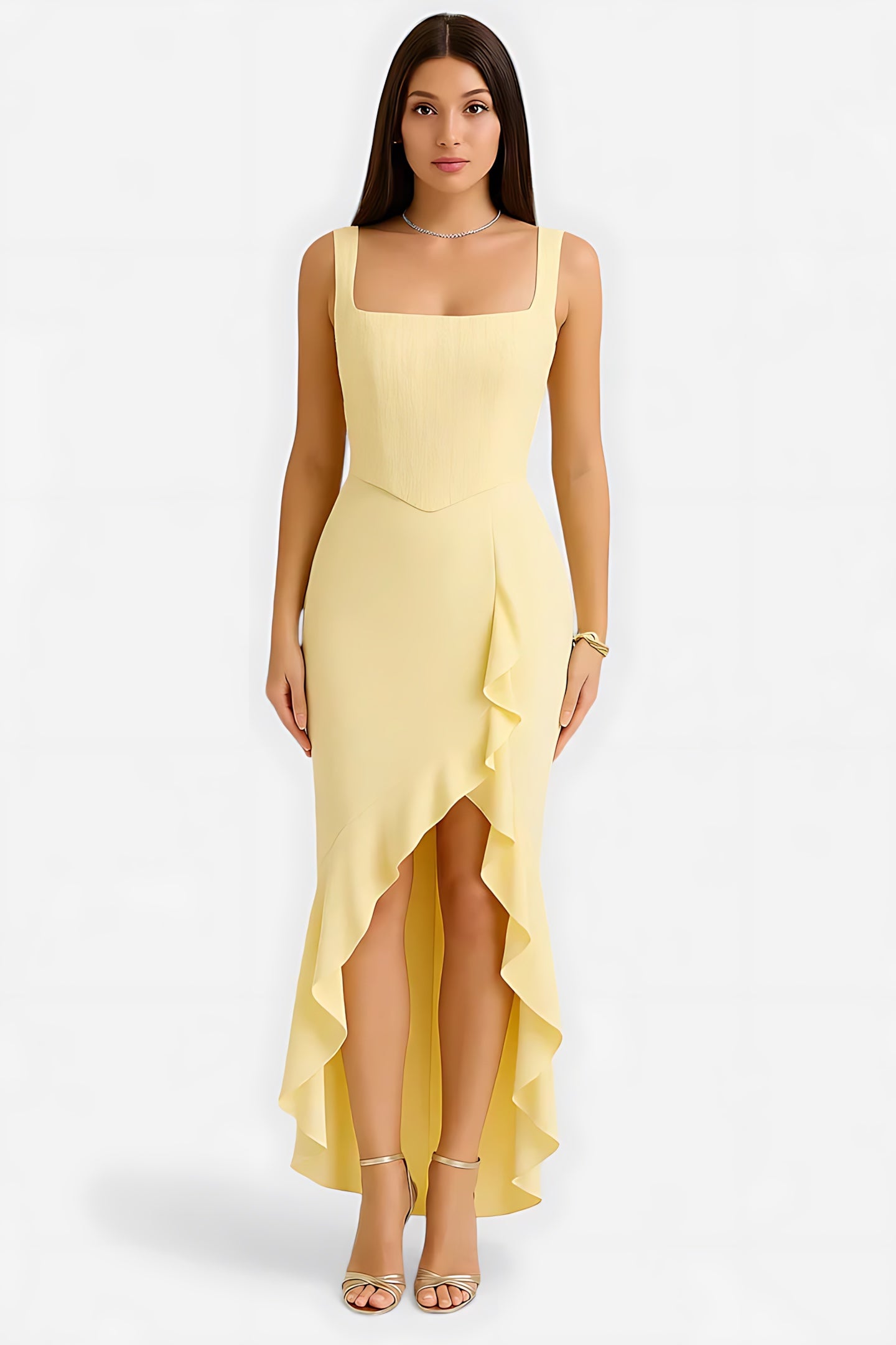 Ellie – Square Neck A-Line Evening Maxi Dress
