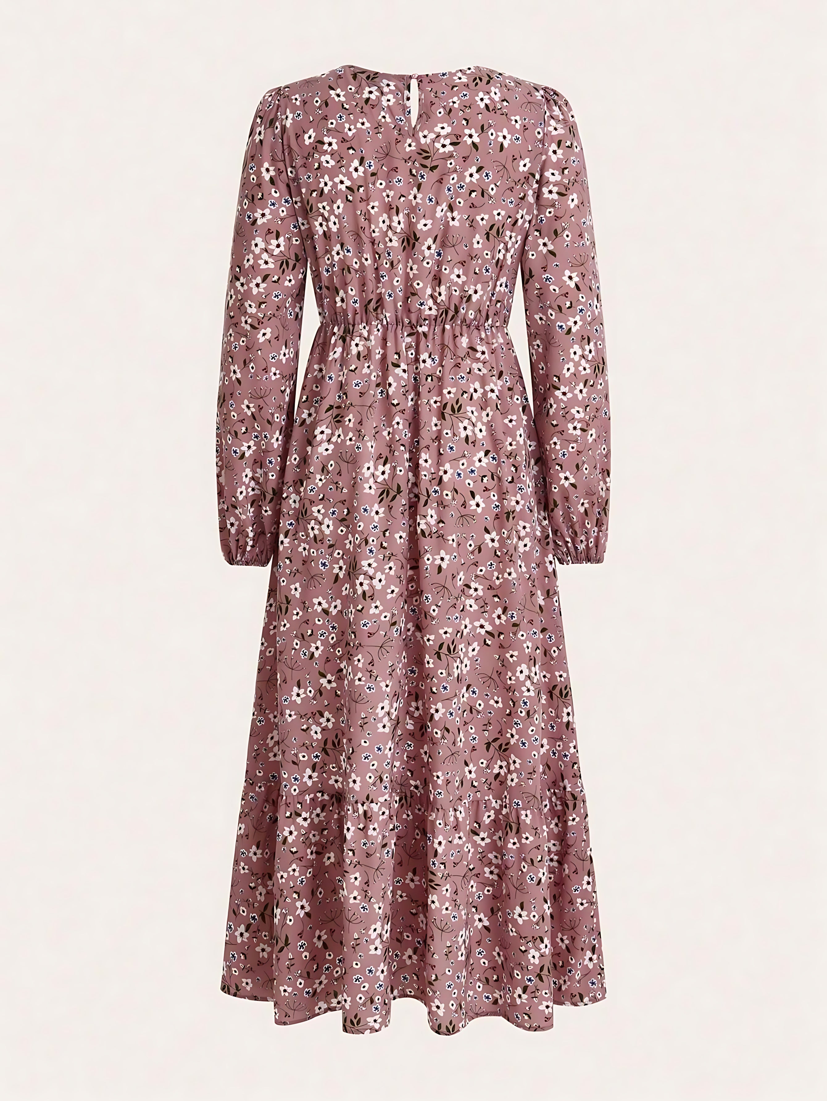 Emily – Floral Print Bishop Sleeve V Neck Maxi Dress