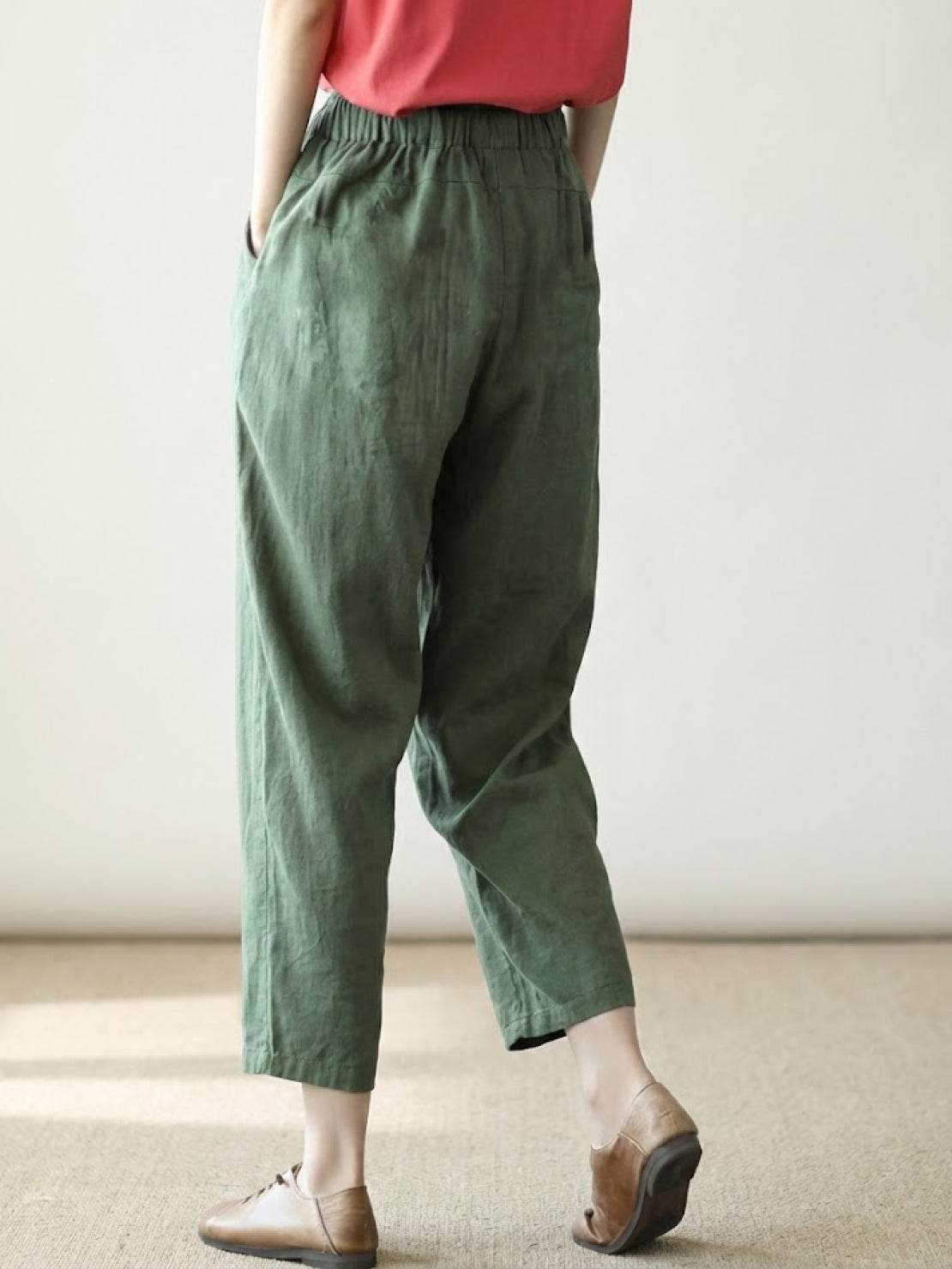 Anna – Elastic Waist Cropped Tapered Pants