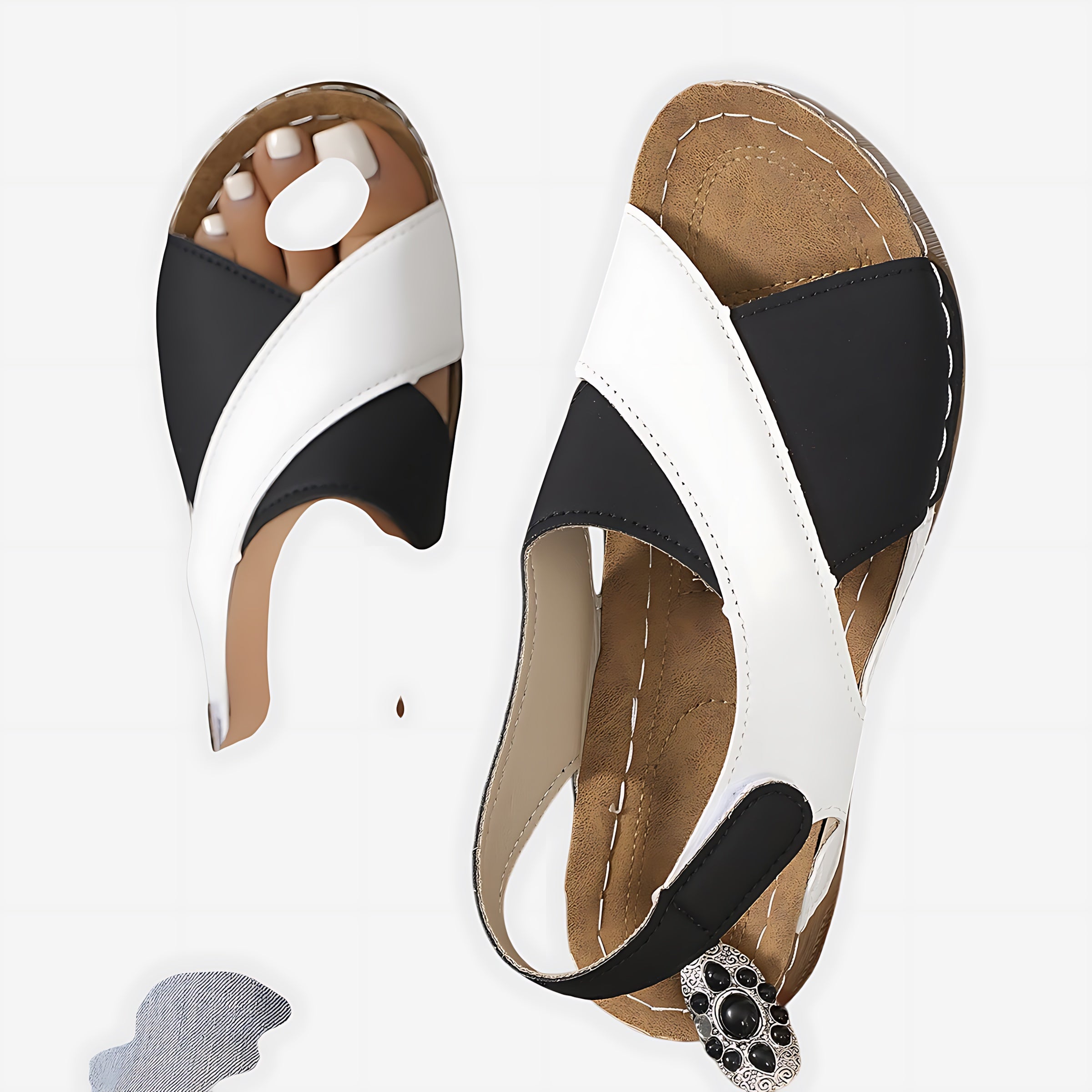 Hadley – Crossover Slingback Low Wedge Sandals