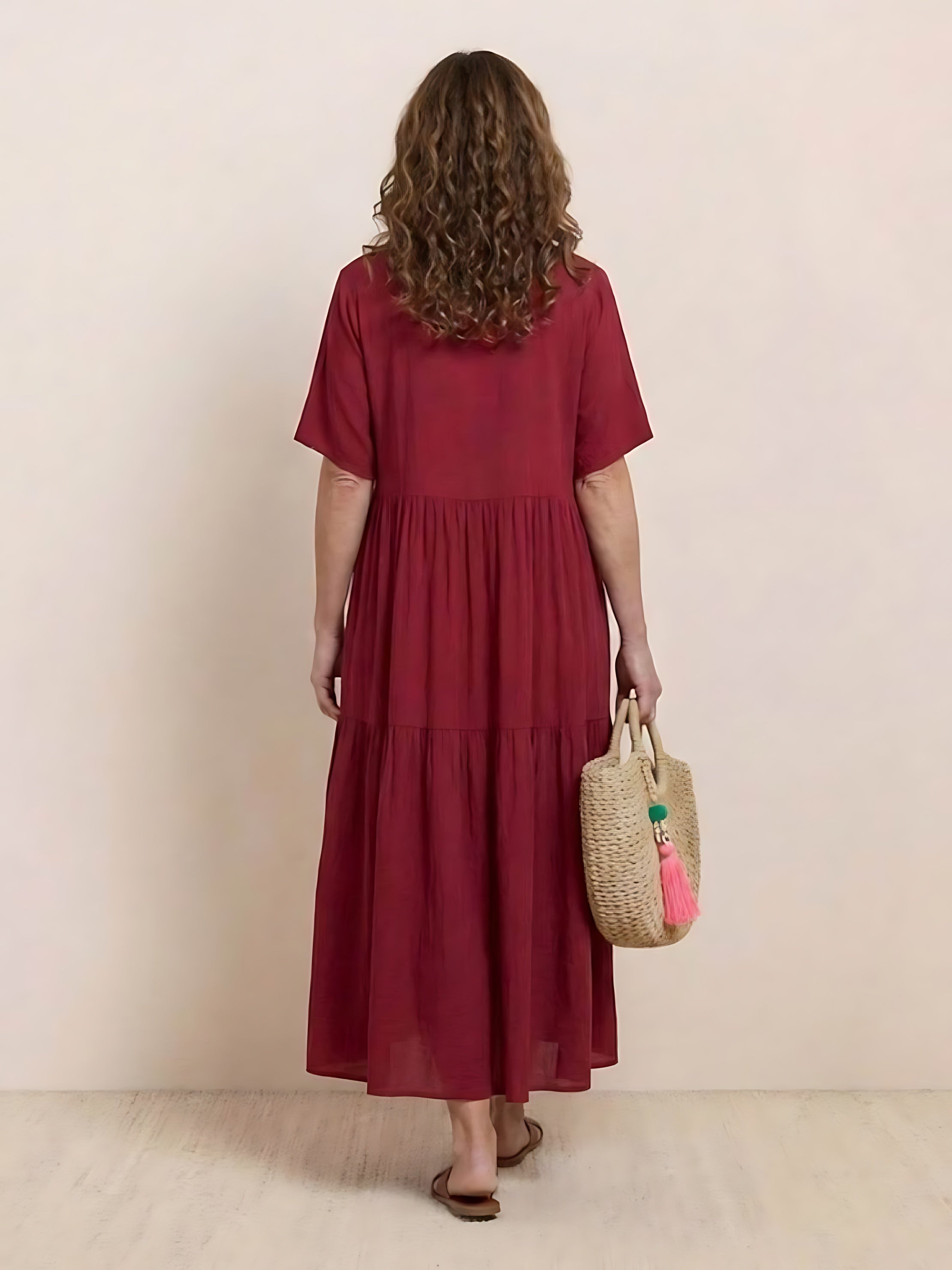 Jasmine – V Neck Tiered Swing Summer Maxi Dress