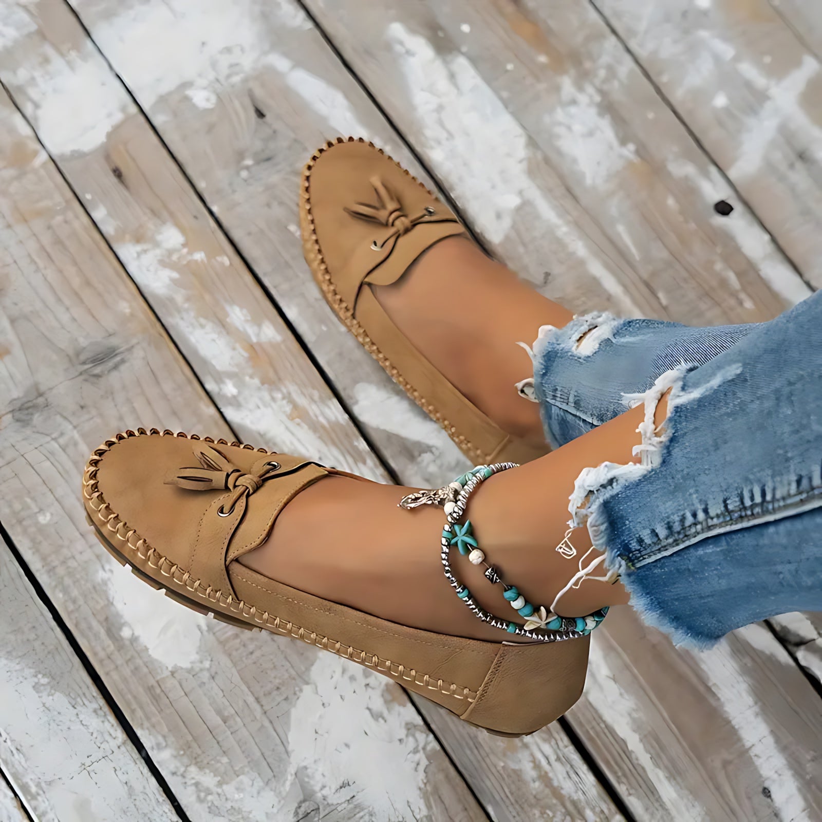 Josie – Suede Tassel Moc Toe Loafers