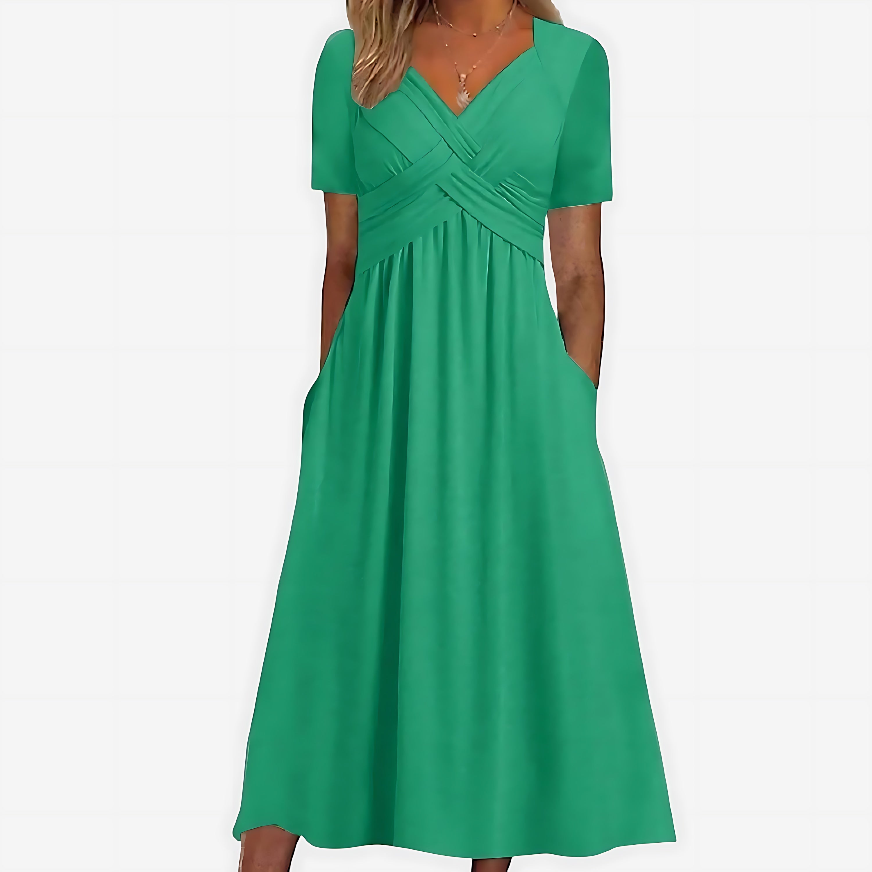 Josie – Surplice V Neck Pleated Midi Dress