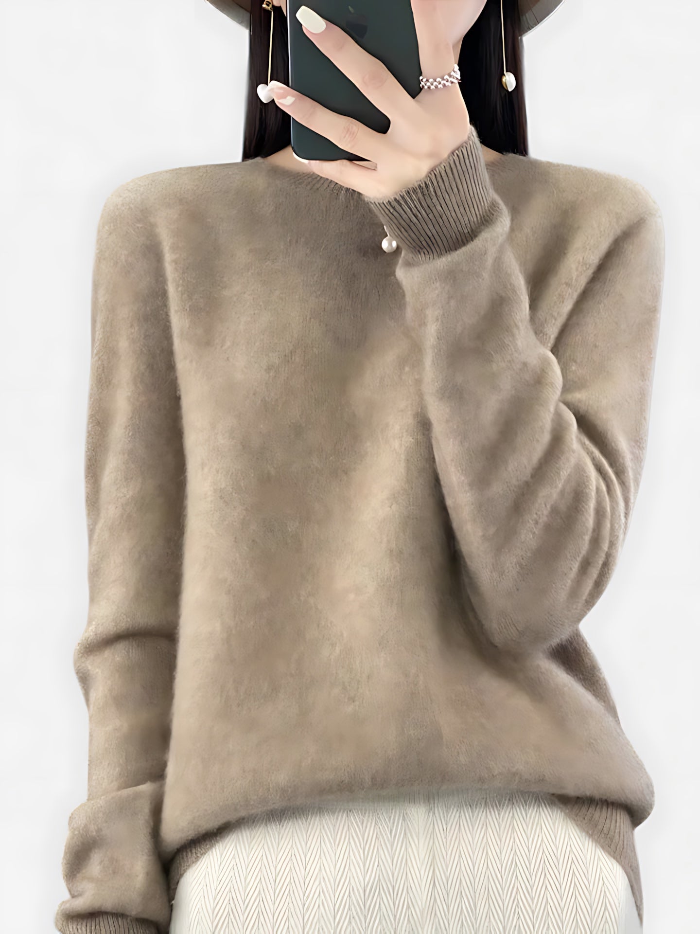 Journee – Mock Neck Drop Shoulder Knit Sweater