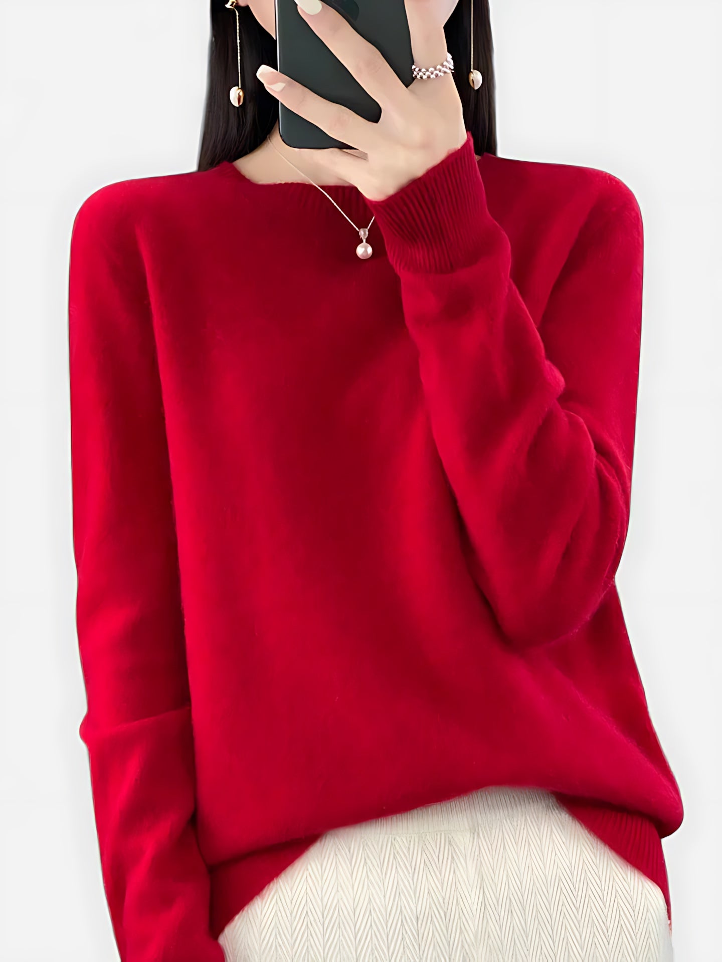 Journee – Mock Neck Drop Shoulder Knit Sweater