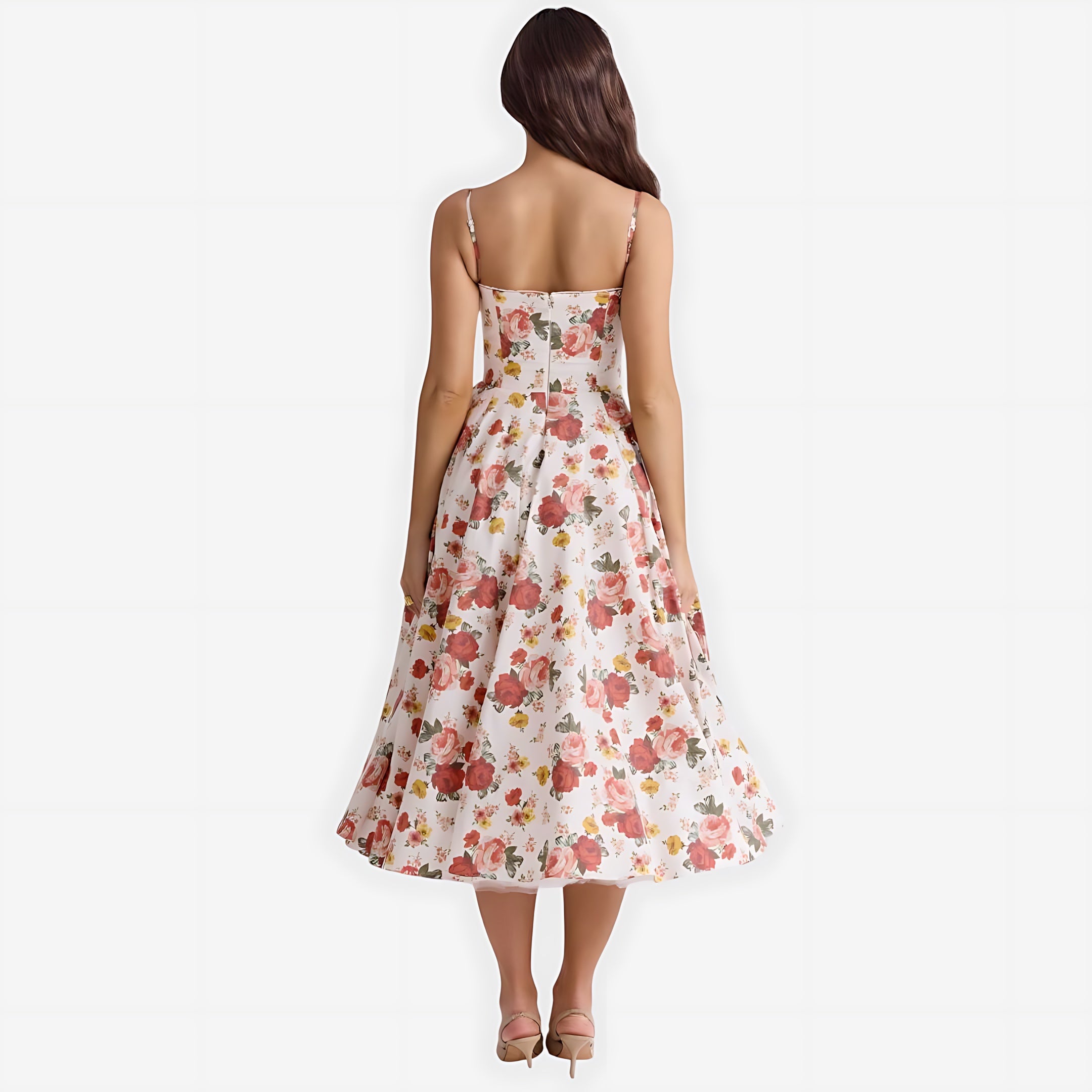 Luna – Satin Strapless Cocktail Midi Dress