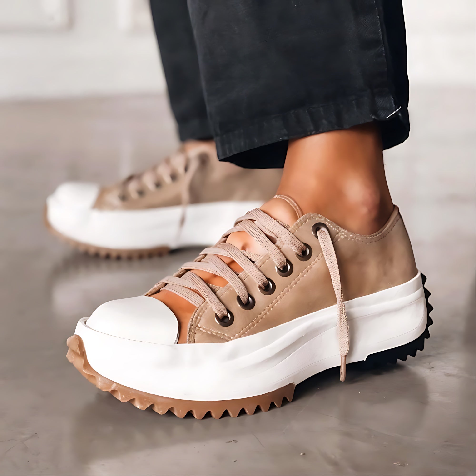 Mia – Canvas Lace Up Platform Sneakers