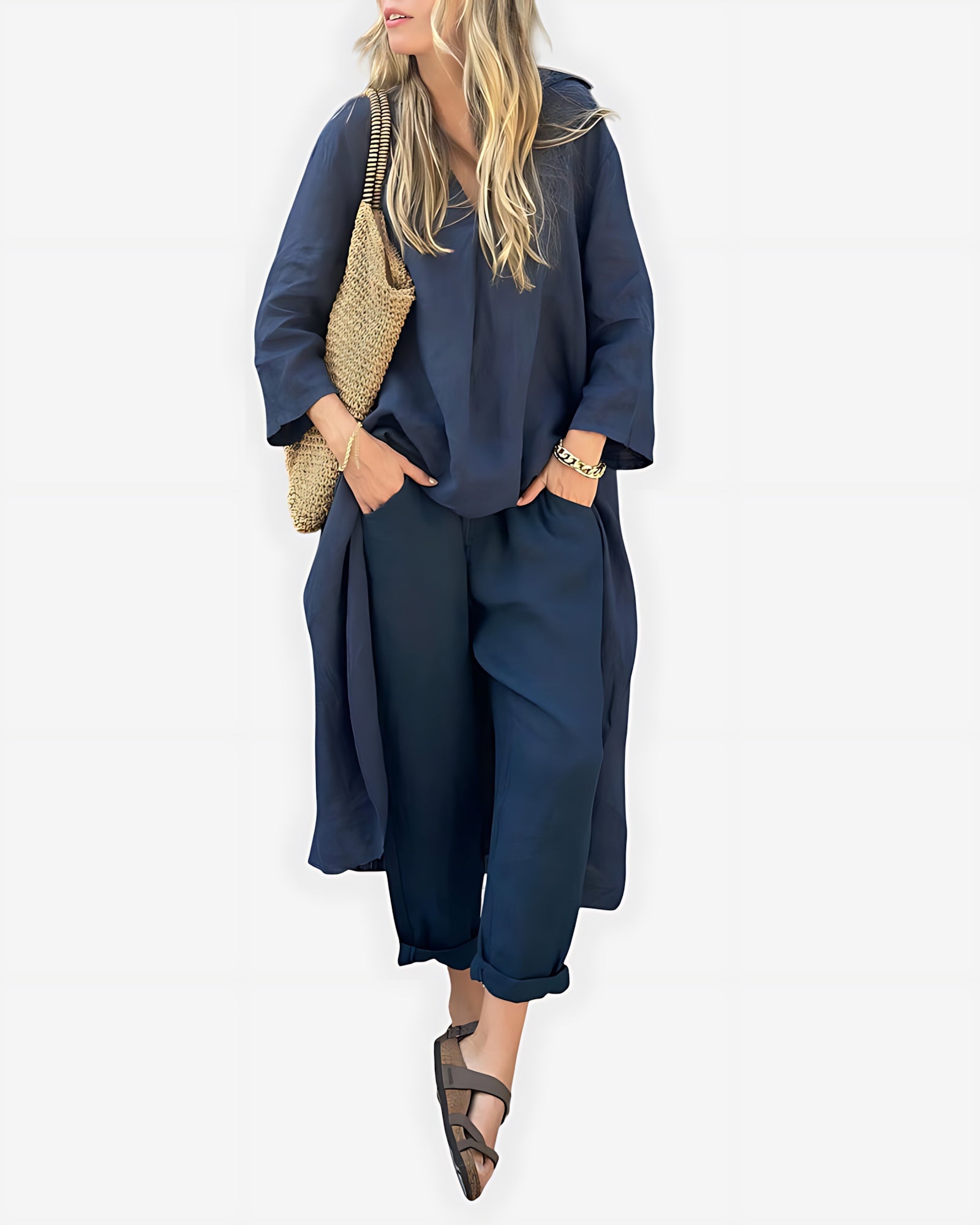 Mia – Oversized Top and Cropped Wide Leg Pants Set