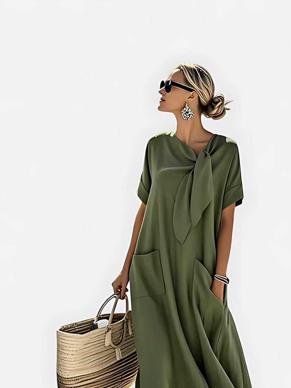 Mia – Short Sleeve Oversized Flowy Maxi Dress