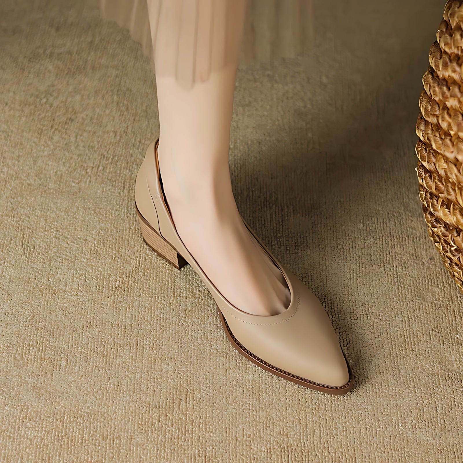 Natalie – Pointed Toe Slingback Low Heel Pumps