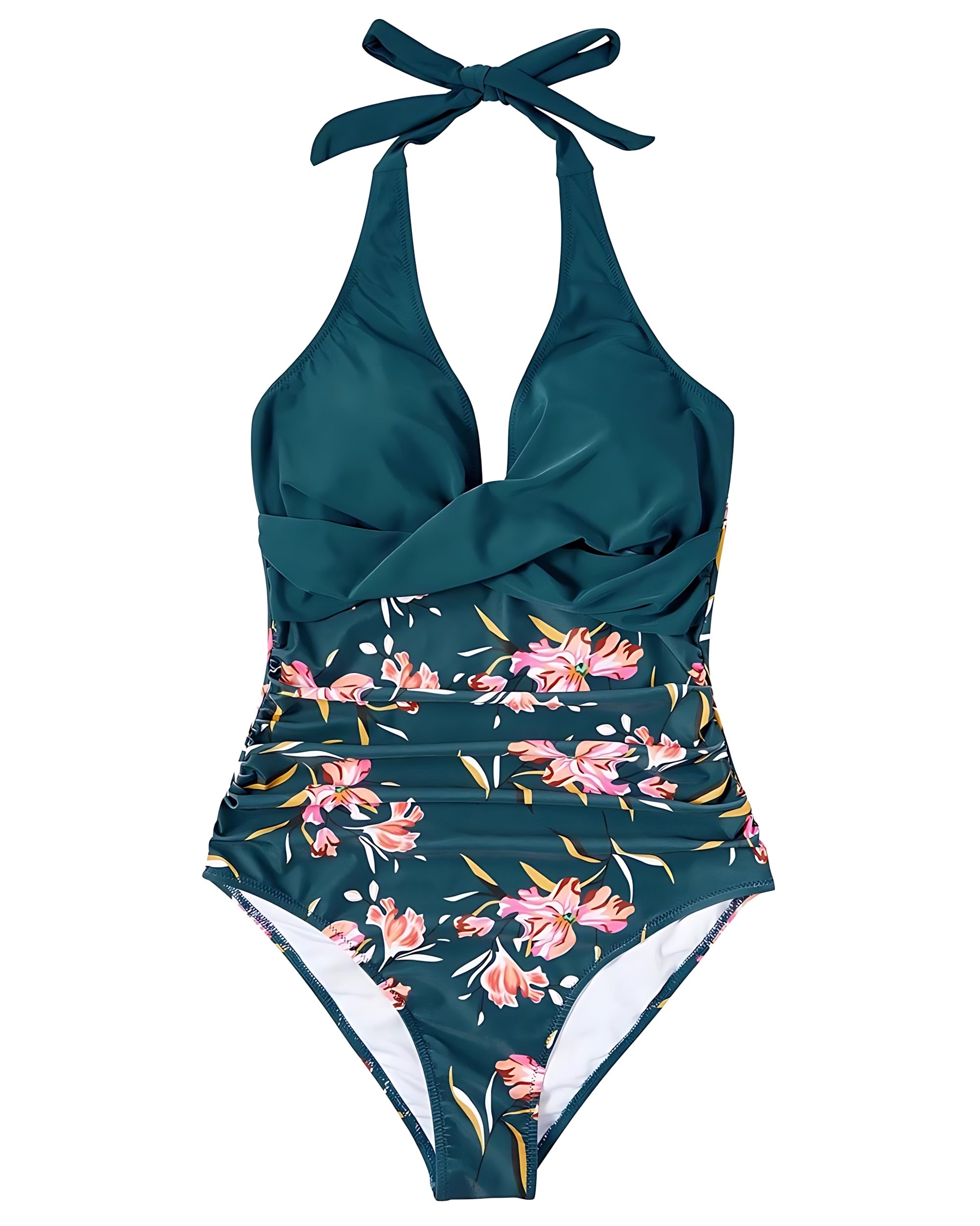 Ruby – Halter Tropical Print One Piece Swimsuit