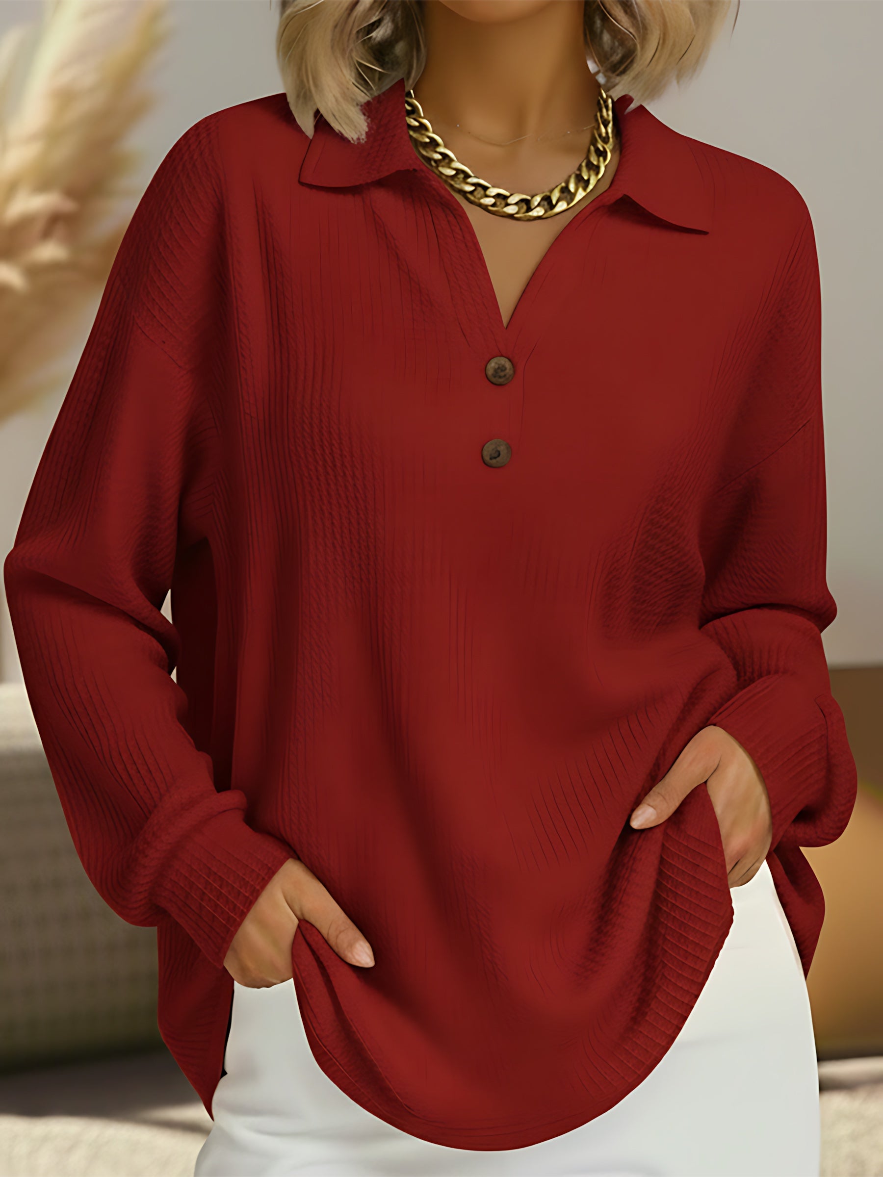 Scarlett – Quarter Button Knit Sweater