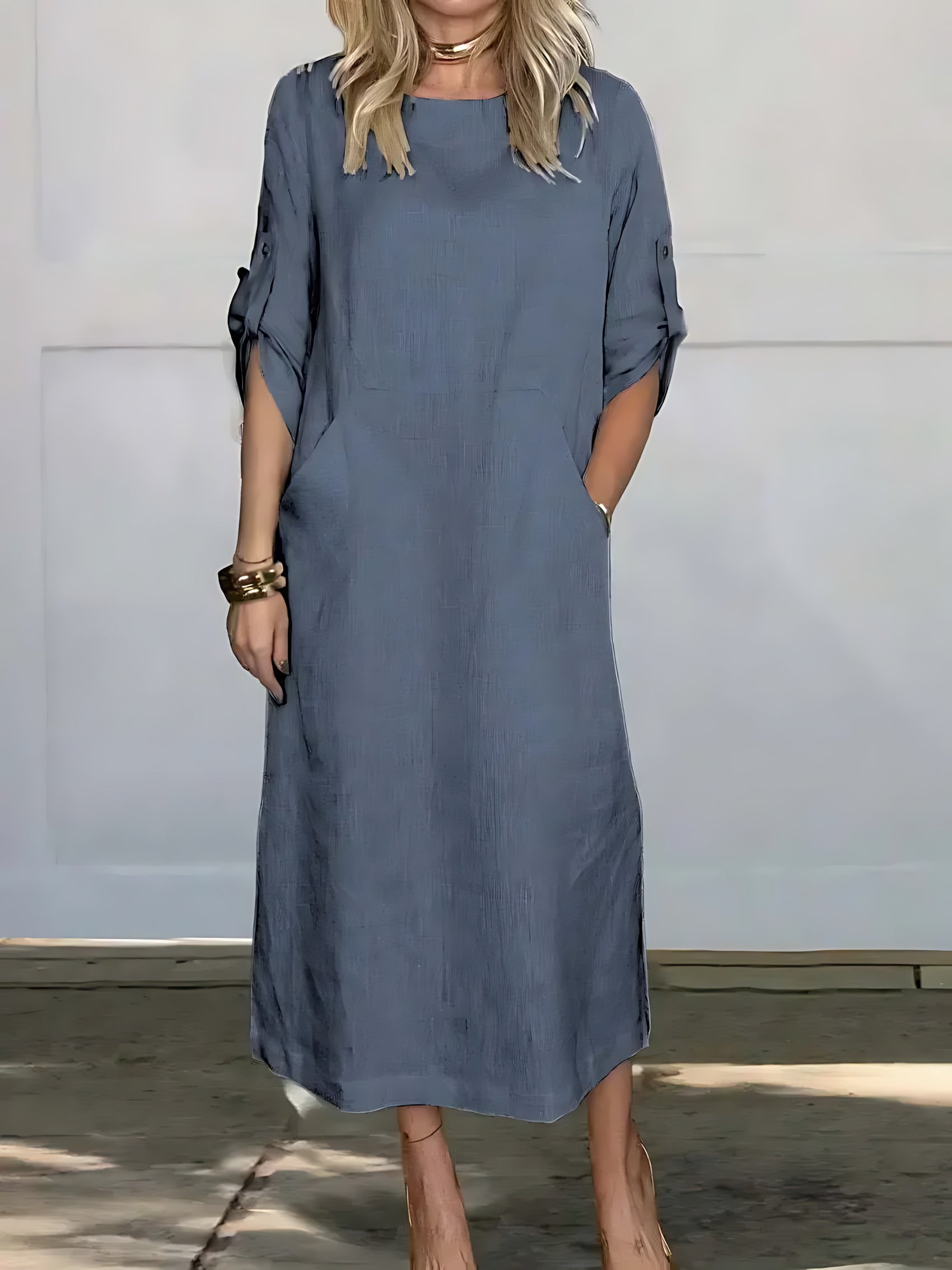 Tessa – 3/4 Sleeve A Line Summer Midi Dress